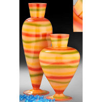 Vaso vetro decorato a mano cm40 Bombay solero orange basso