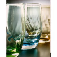 YDelice bicchiere vetro soffiato  acqua celeste h.cm10